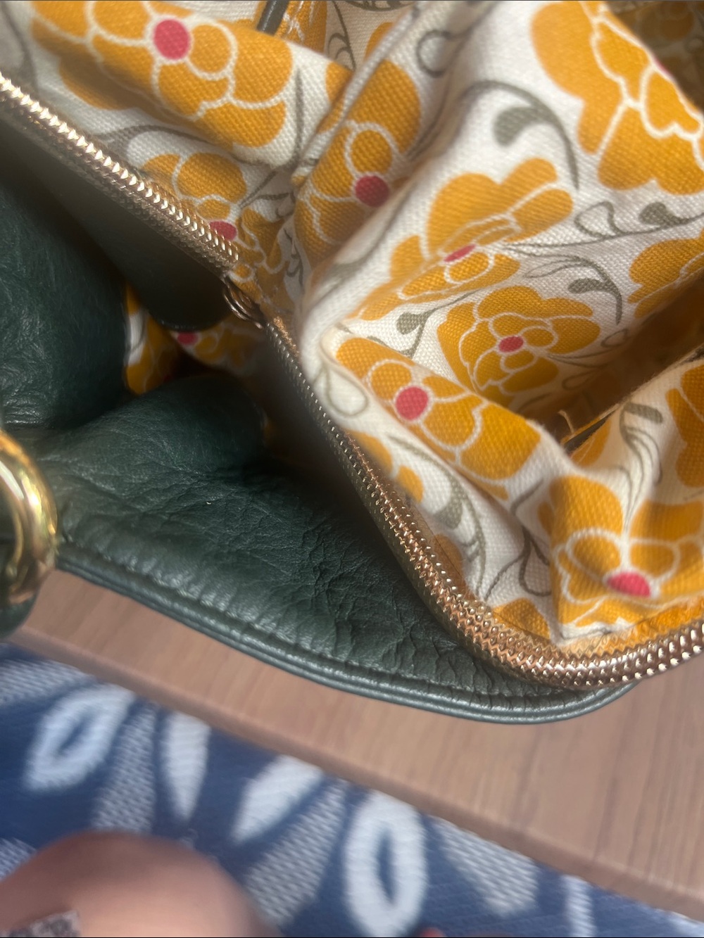 Emma Fox Dark Green Leather Shoulder Bag with Gold Accent - Picture 10 of 11